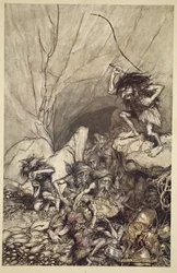 Albrecht conduce una schiera di Nibelunghi con tesori d