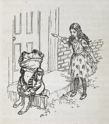 Alice e una rana vestita da lacchè