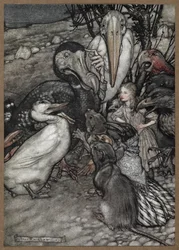 Alice e gli animali dopo la Corsa del Caucus, incluso un dodo, un