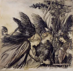 Brunilde implora le Valchirie, illustrazione da L