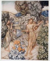 Venite, ninfe temperate, e aiutate a celebrare un contratto di vero amore, illustrazione da La Tempesta di William Shakespeare, pub. 1926