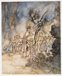 Entrano alcuni mietitori, adeguatamente vestiti, illustrazione da La Tempesta di William Shakespeare, pub. 1926