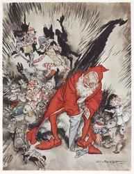 Babbo Natale circondato da regali