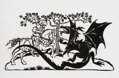 San Giorgio e il drago. Dal libro English Fairy Tales raccontato da F.A. Steel con illustrazioni di Arthur Rackham, pubblicato nel 1927.