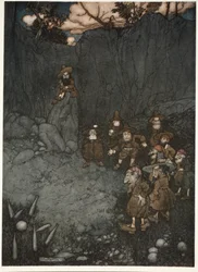 Suo padre li aveva visti nei loro vecchi abiti olandesi giocare a bocce, da Rip Van Winkle di Washington Irving, pub. 1910
