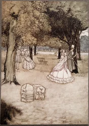 Penso che la vista più toccante nei Giardini siano le due lapidi di Walter Stephen Matthews e Phoebe Phelps .., da Peter Pan nei Giardini di Kensington di J M Barrie (1860 - 1937), pub. 1906