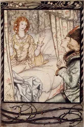 Sei tu, mio principe? Ti ho aspettato molto a lungo, da The Arthur Rackham Fairy Book, pub. 1933