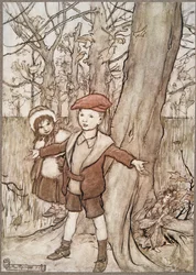Un giorno furono sentiti da una fata .., da Peter Pan nei Giardini di Kensington di J M Barrie (1860 - 1937), pub. 1906