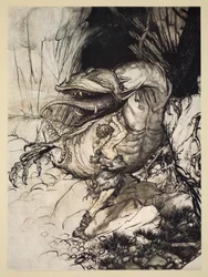 Sigfrido uccide Fafner, illustrazione da 
