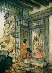 Prese le chiavi del castello, Jack aprì tutte le porte, illustrazione per „Jack l