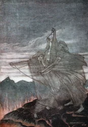 Le Norne scompaiono. Illustrazione per Sigfrido e il Crepuscolo degli Dei di Richard Wagner, 1910