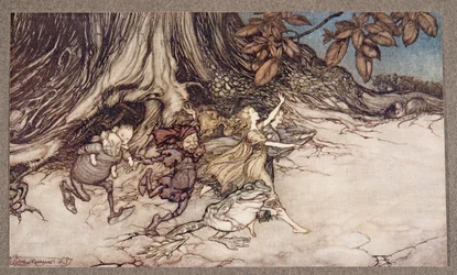 Quando pensano che non stai guardando, saltellano piuttosto vivacemente, da Peter Pan nei Giardini di Kensington di J M Barrie (1860 - 1937), pub. 1906