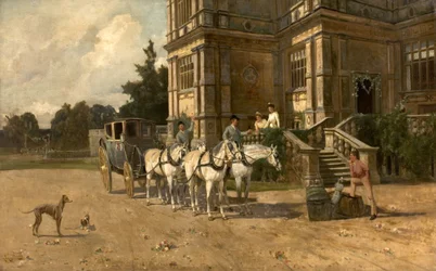 Vista frontale di Wollaton Hall, Nottingham con cavallo e carrozza, c.1880-1906