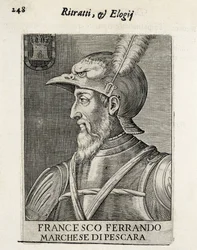 Fernando Francisco de Ávalos (1490-1546), generale spagnolo. Xilografia