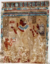 Arte Egitto: costumi festivi. Similitudine universitaria dalla tomba di Nefer-Hotep a Tebe