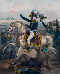 Bonaparte arringa le sue truppe in Egitto il 12 luglio 1798 (incisione)