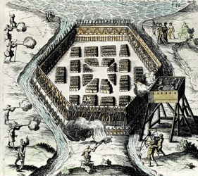 CHAMPLAIN, Samuel de (1567-1635). Navigatore inglese, cartografo, disegnatore, soldato ed esploratore. Fondò la Nuova Francia e la città di Quebec il 3 luglio