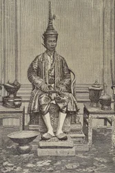 Chulalongkorn o Rama V (1853-1910). Quinto monarca del Siam sotto la Casa di Chakri. Incisione. Collezione privata