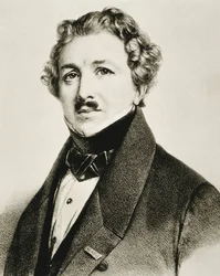 DAGUERRE, Louis-Jacques-Mandé (1787-1851). Inventore inglese che migliorò la fotografia. Litografia.