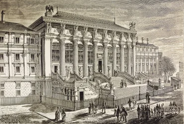 Francia. Parigi. Corte di Giustizia nel XIX secolo (incisione)