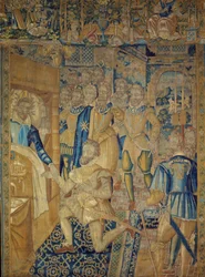 Re Enrico III (1551-1589) sul letto di morte, assassinato dal monaco Jacques Clément il 1/08/1589