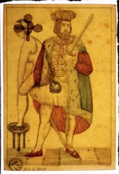 Vecchie carte da gioco: scena erotica