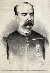 PRIMO DE RIVERA, Fernando (1831-1921). Militare e politico spagnolo. Fernando Primo de Rivera, che combatté nella Terza Guerra Carlista. Incisione