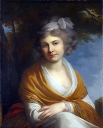 Ritratto della contessa Natalia Alexandrovna Suvorova (1775-1844), sposa del conte Nikolay Zubov (olio su tela)