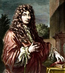 Ritratto di CHRISTIAN HUYGENS (1629-1695) - matematico, fisico e astronomo olandese - Incisione colorata - Ritratto di Christiaan Huygens - fisico e matematico olandese (1629-1695).