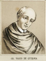 QUIROGA, Vasco de (1470-1565). Primo vescovo di Michoacan, Messico e uno dei giudici (oidores) nella seconda Audiencia che governò la Nuova Spagna. Litografia.