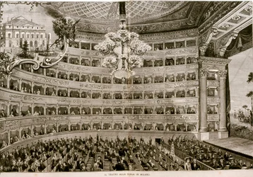 Teatro alla Scala in Milano, c 1880 (etching)