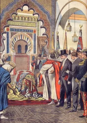 Il Presidente della Repubblica francese, Emile Loubet, in visita alla Moschea di Sidi Bou Medine, Tlemcen, Algeria