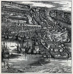 Il porto di Venezia nel XVI secolo (incisione)