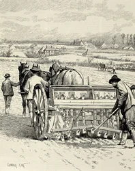 REGNO UNITO. INGHILTERRA. Rivoluzione Industriale. Macchina da trapano inventata da Jethro Tull. Semina dell