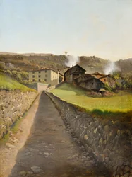 Villaggio con strada e case, c.85