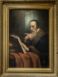Ritratto di Giovanni Calvino (Jean Cauvin), scrittore, teologo e pastore francese durante la Riforma protestante (1509-1564) - dipinto di Ary Scheffer (1795-1858). museo della vita romantica - Parigi