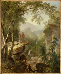 Spiriti affini: Il pittore Thomas Cole (1801-1848) e il poeta William Cullen Bryant (1794-1878) interagiscono in un paesaggio romantico. Dipinto di Asher Durand (1796-1886), 1849, collezione privata - Spiriti affini. Il grande artista dell