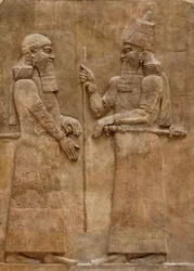 Sargon II e dignitario, rilievo dal palazzo del re Sargon a Khorsabad, circa 716-713 a.C.
