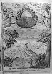 Archita di Taranto (435-347 a.C.) fa volare una colomba di legno. Incisione da 