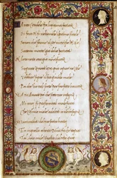 Pagina del manoscritto de Il Canzoniere di Francesco Petrarca (1304-1374). Miniatura di Attavante degli Attavanti (1452-1525), Biblioteca Nazionale, Firenze