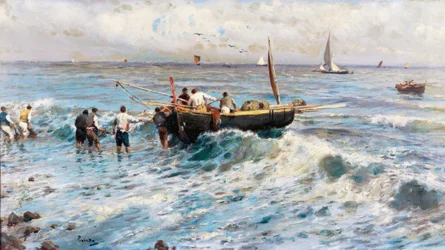 Paesaggio marino con pescatori