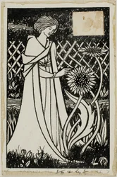 Studio decorativo: donna con girasoli
