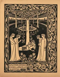 Come quattro regine trovarono Lancillotto addormentato. Illustrazione del libro Le Morte d