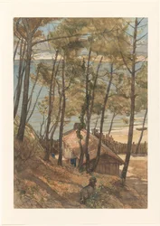 Vista da una collina su una casa nel golfo di Arcachon