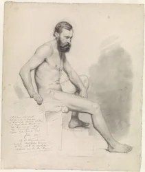 Studio di un nudo maschile seduto, verso destra
