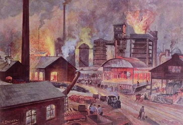 Fabbrica con altoforno, da una serie di libri su L