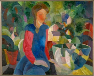 Ragazza con boccia di pesce