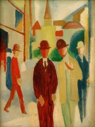 Strada luminosa con persone