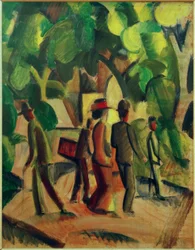 Passeggiata in marrone e verde
