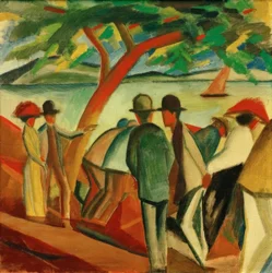 Passeggiatori al lago